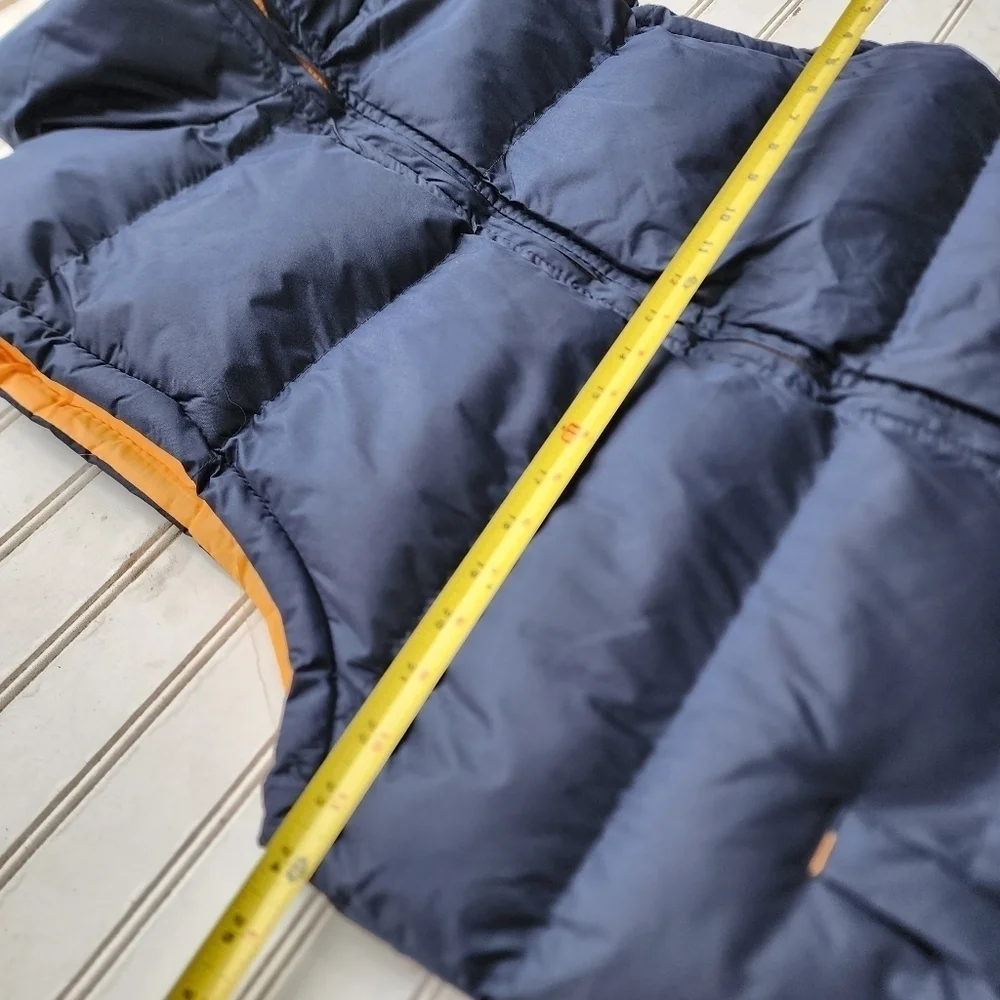 NWOT FOURCAST Mens Puffer Vest Jacket Navy Blue Yellow Full Zip Sz M